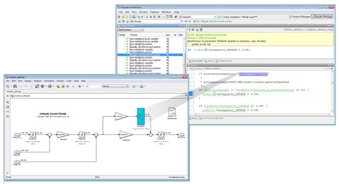 Tracing code verification results to the Simulink model.