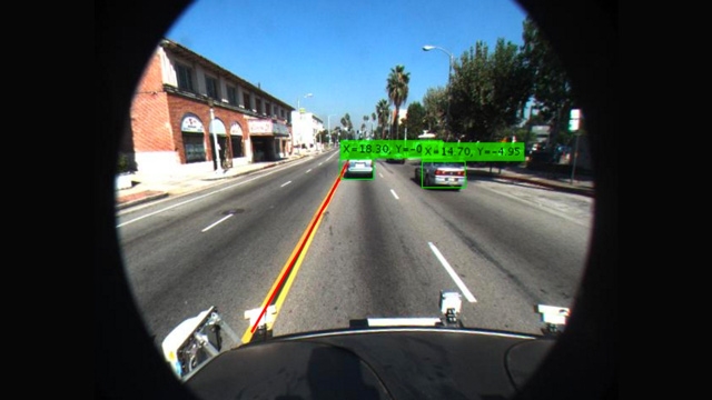 检测车辆和车道在视觉感知系统中的参考应用。