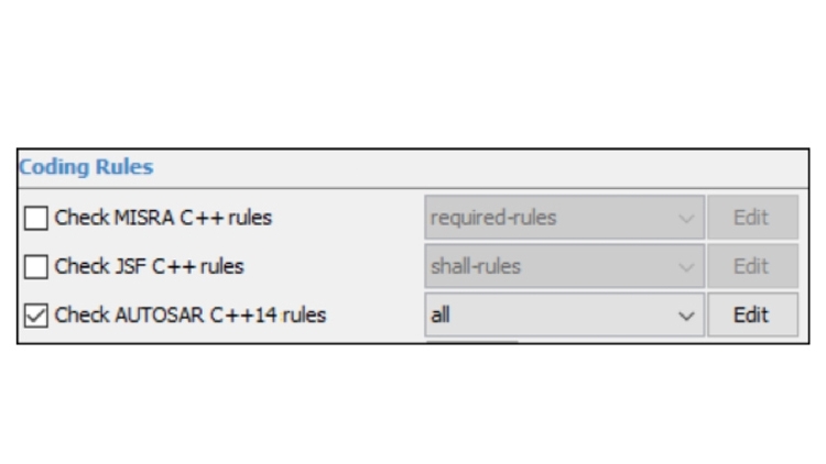 Polyspace Bug Finder可以检测到违反AUTOSAR c++ 14编码标准的情况。