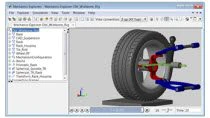 使用SimMechanics Link将CAD组件导入SimMechanics。添加轮胎模型和转向系统，并使用MATLAB自动进行前束和外倾角测试。