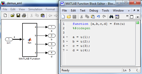 使用MATLAB功能块分离组件或信号